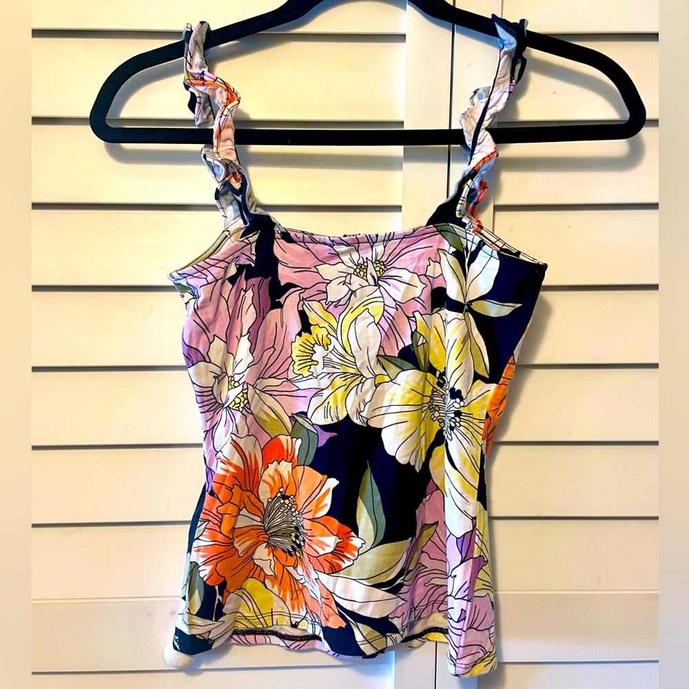 GUESS Ruffle Strap Floral Tank top - Picture 2 of 3